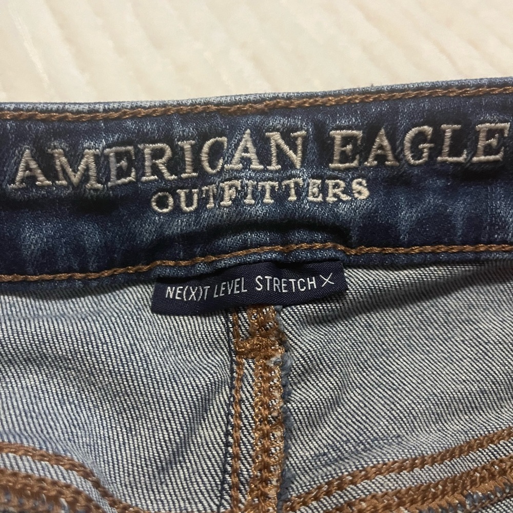 AE Next Level Stretch 4R RippedDark Blue Distressed Women's Jeans - Picture 7 of 9